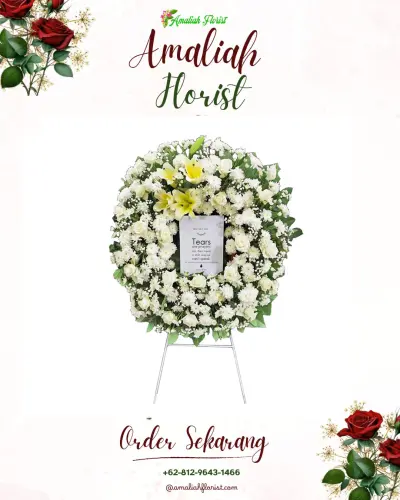 Krans Bunga Duka Cita di Gedung Serbaguna Pahandut